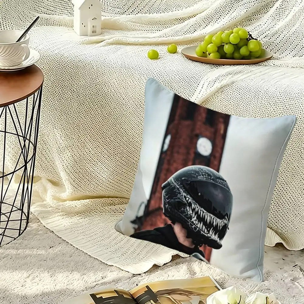 Trendy Motorcyclist Helmet Pattern Square Double-Sided printed Pillow Case Bedroom Bedside Pillow Sofa Cushion Cover