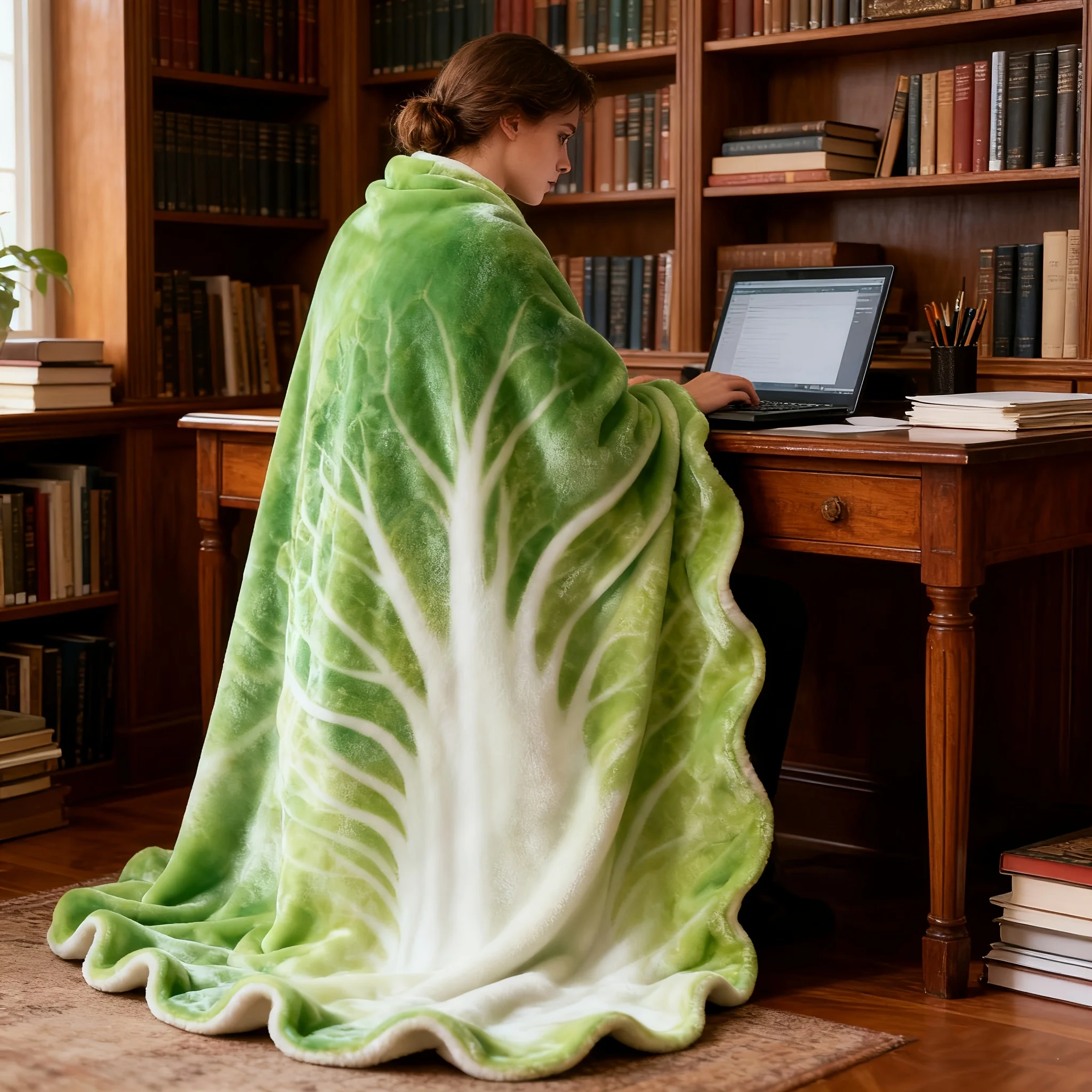 1 Soft Cabbage Fleece Shaped Blanket Soft and Comfortable Shawl Throw Blanket Camping Blanket Machine Washable