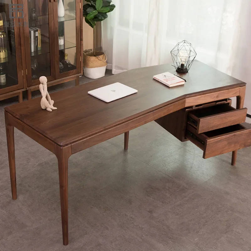 North American black walnut solid wood dining table and chair combination Japanese simple home restaurant light luxury Nordic