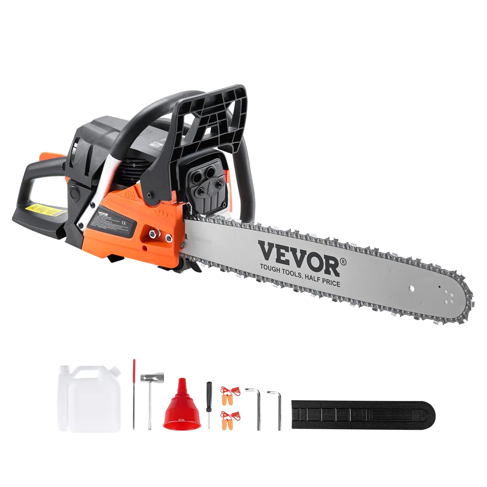 VEVOR Gasoline Chainsaw Gas Powered Wood Cutting Engine Handheld Cordless for Tree Wood Branch Cutting Farm Garden Ranch