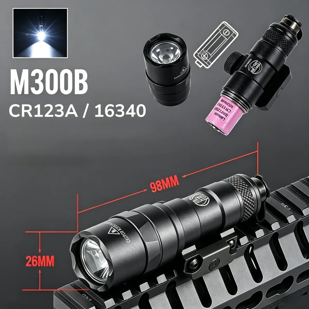 Tactical Surefire M300 M300A MINI Scout Light Rifle Hunting LED Flashlight Airsoft Weapons Gun Light Lanterna Torch AR15 HK416