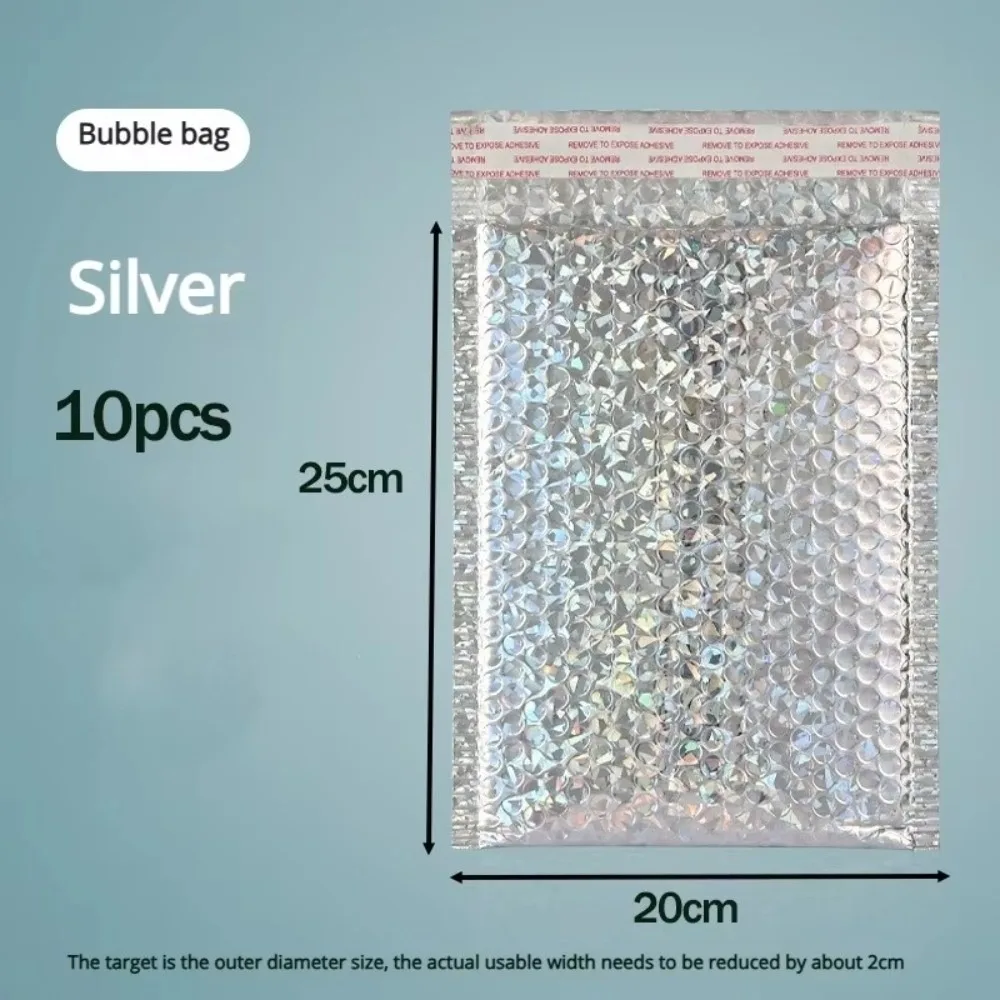 10pcs Self-Sealing Bubble Mailers Bag Holographic Waterproof Shipping Bags Multiple Sizes Colors Heavy Duty Padded Foam Bag