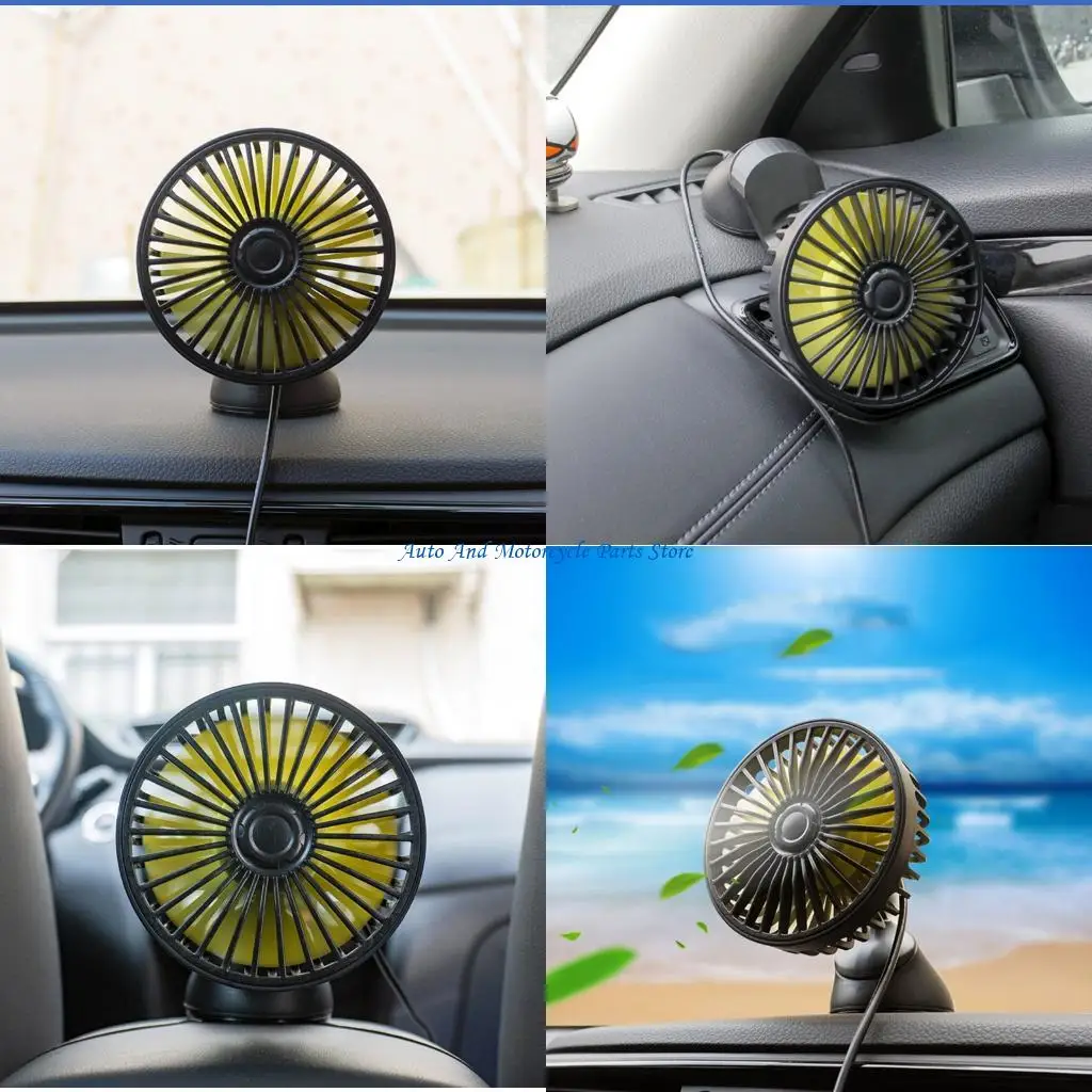 P9FD Compact ABS Car Fan with Adjustable Flows & Secure Suction Mount Universal Clip On Car Fan Simple Installs for Travel