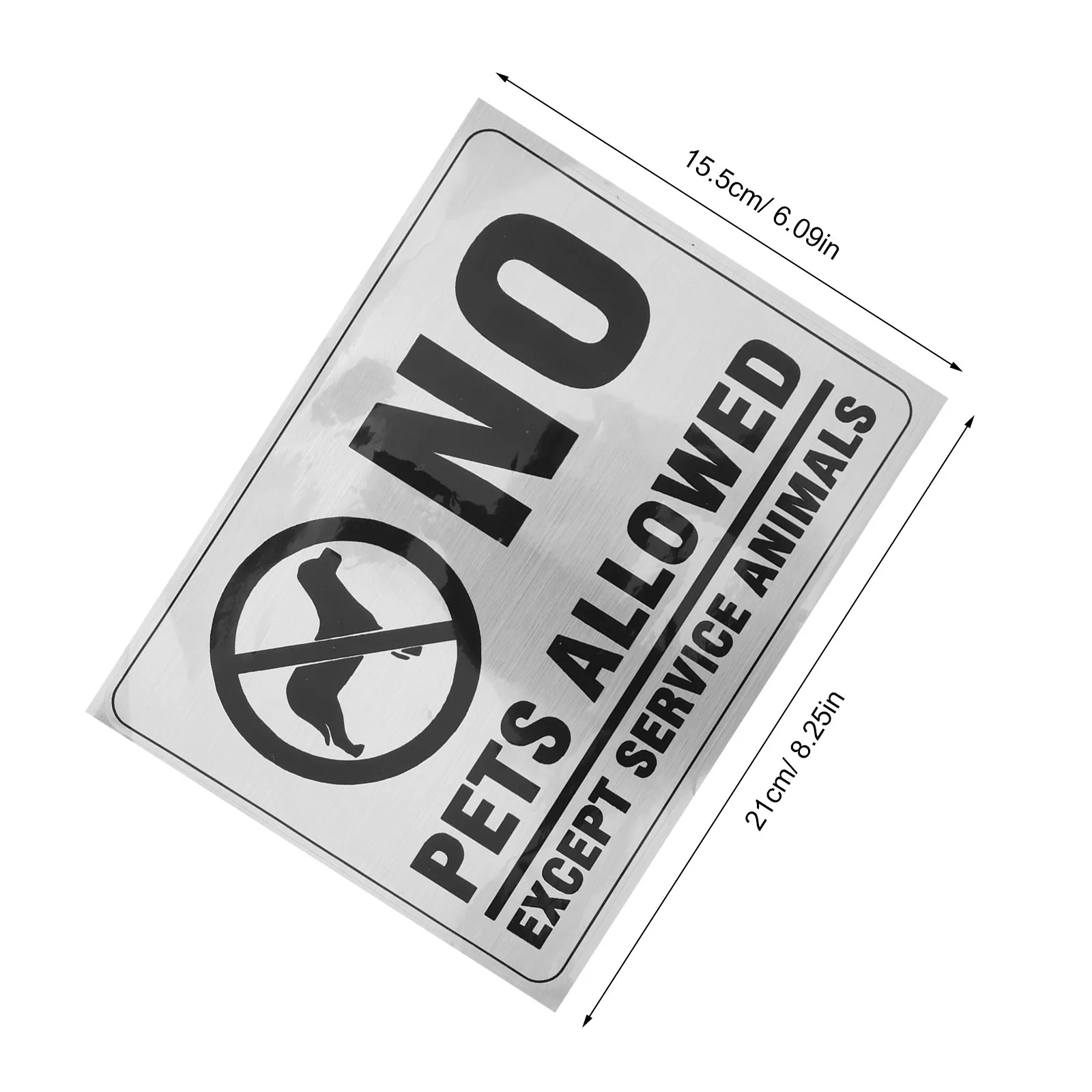 5Pcs No Pets Allowed Business Sign Brushed Silver Warning Sticker Restaurant Door Indoor Animal Restriction Pet Safety Decal