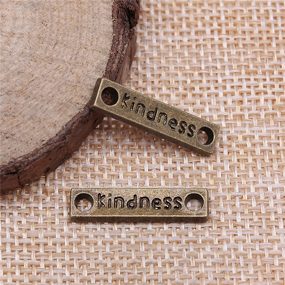 10pcs 23x6mm 2 Colors Antique Silver Color Antique Bronze Color Kindness Connector Charms DIY Jewelry Materials Supplies