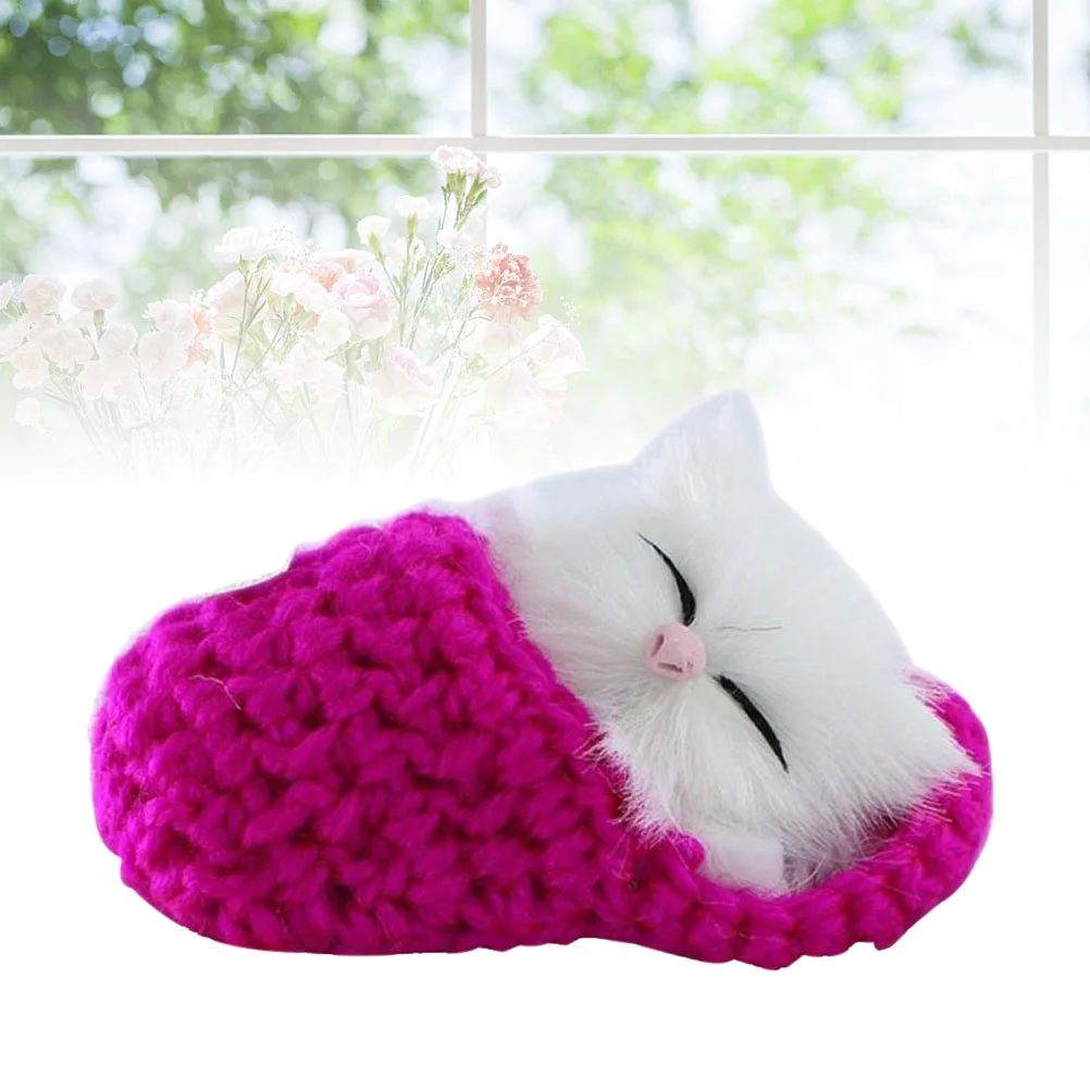 Mini chaton en pantoufle Pc chat endormi Meows sons décor main enfant animaux en peluche filles Occasions festives précoces