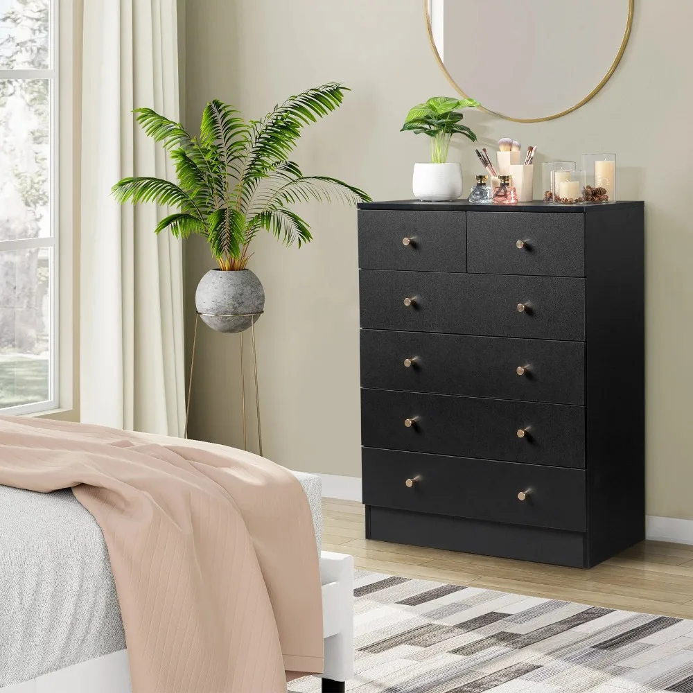 

Dresser with 6 Drawers Tall Chest of Drawers Organizer Storage Bedroom Cabinet