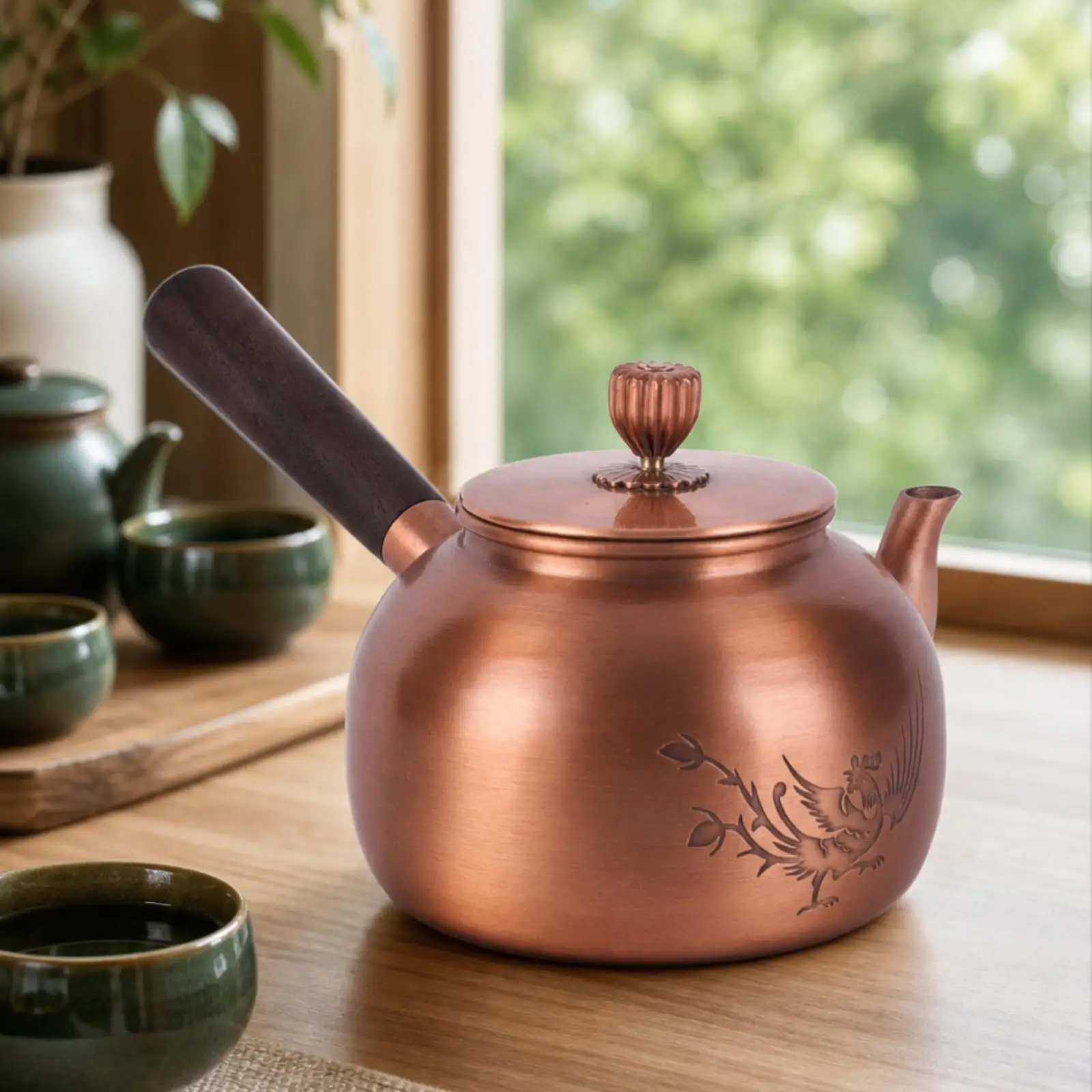 Image 4: Théière en cuivre traditionnelle, bouilloire en cuivre pour cuisinière