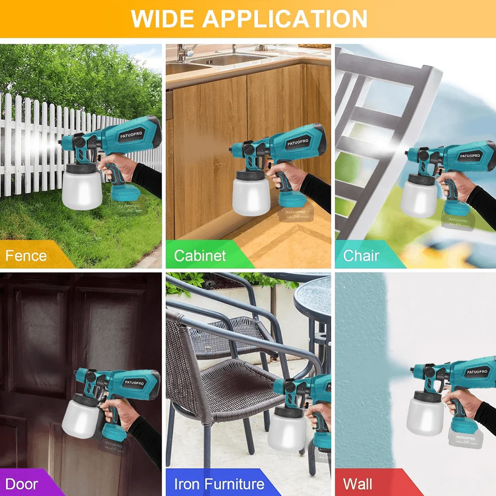 무선 전기 스프레이건 HVLP 페인트 분무기, 마키타 18V 배터리용 자동 가구 벽 강철 코팅 에어브러시, 배터리 없음