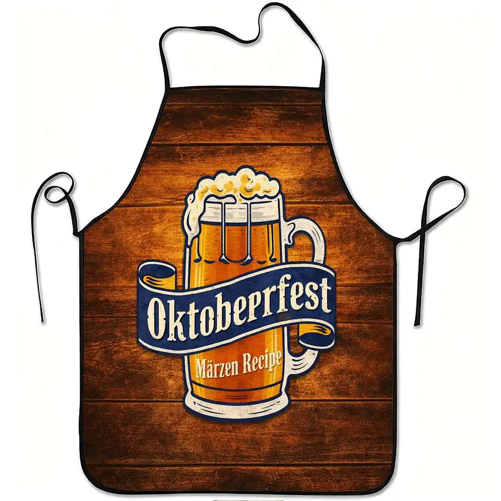 1pc Oktoberfest Beer Mug Märzen Recipe Print Apron, Long-Lasting And Easy to Clean, Adjustable Waist, Made of Polyester