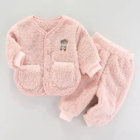 Set di flanella per bambini Autunno e inverno Vestiti per neonate Moda Capispalla per bambini Abbigliamento morbido per neonati Vestito caldo per neonati 1-3 anni