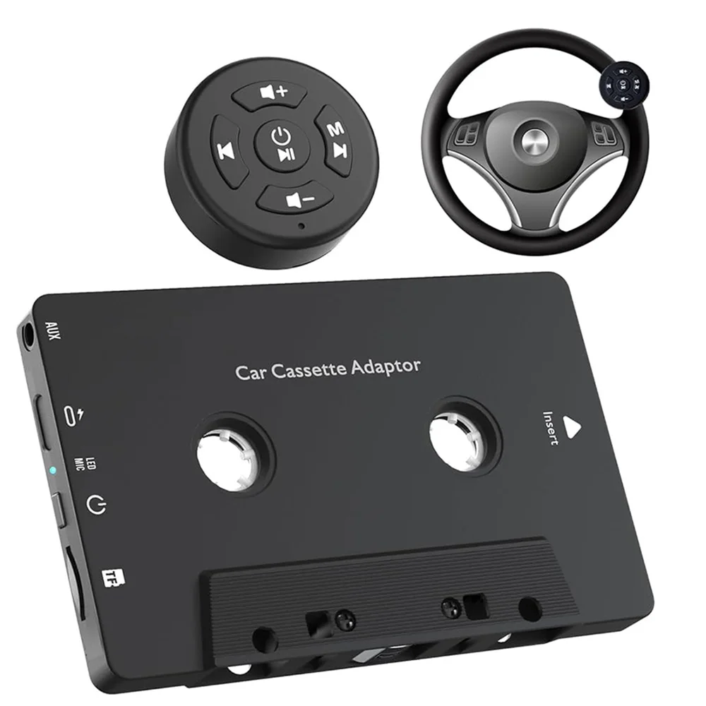 Nouvel adaptateur Bluetooth pour cassette de voiture avec télécommande compatible avec smartphones, tablettes, lecteurs MP3, cartes TF