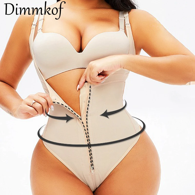 

Dimmkof Plus Size Open Bust Bodysuits Women's Tummy Control Strappy Shapewear Thong Sculpting Compression Slight body shaping