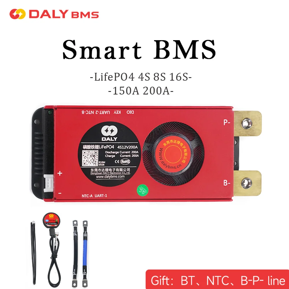 

Daly BMS Smart BMS 4S Lifepo4 12V 8S 24V 16S 48V 150A 200A BMS Bluetooth BMS Li-ion NMC 3.7V Battery BMS Protection board