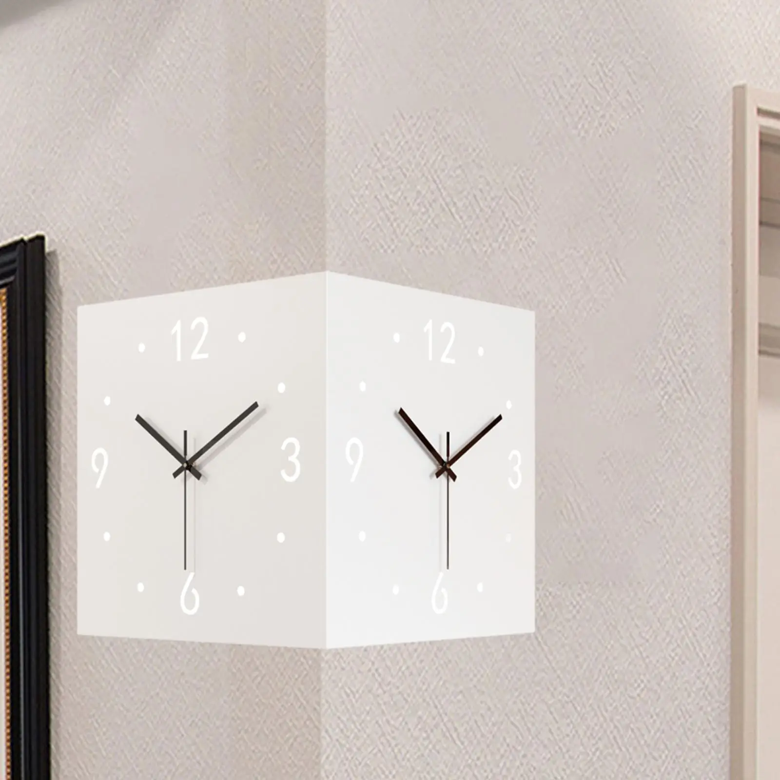 Double Sided Corner Wall Clock Non Ticking Silent for Kitchen Office Bedroom