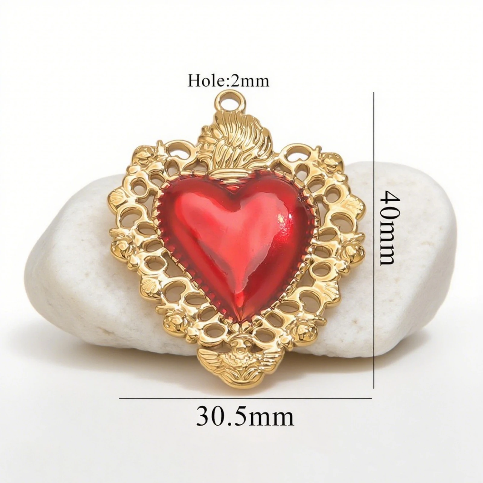 1 Piece  Red Heart Enamel Pendant  304 Stainless Steel Charm 18K Gold Plated For DIY Necklace Bracelet Jewelry Making Findings