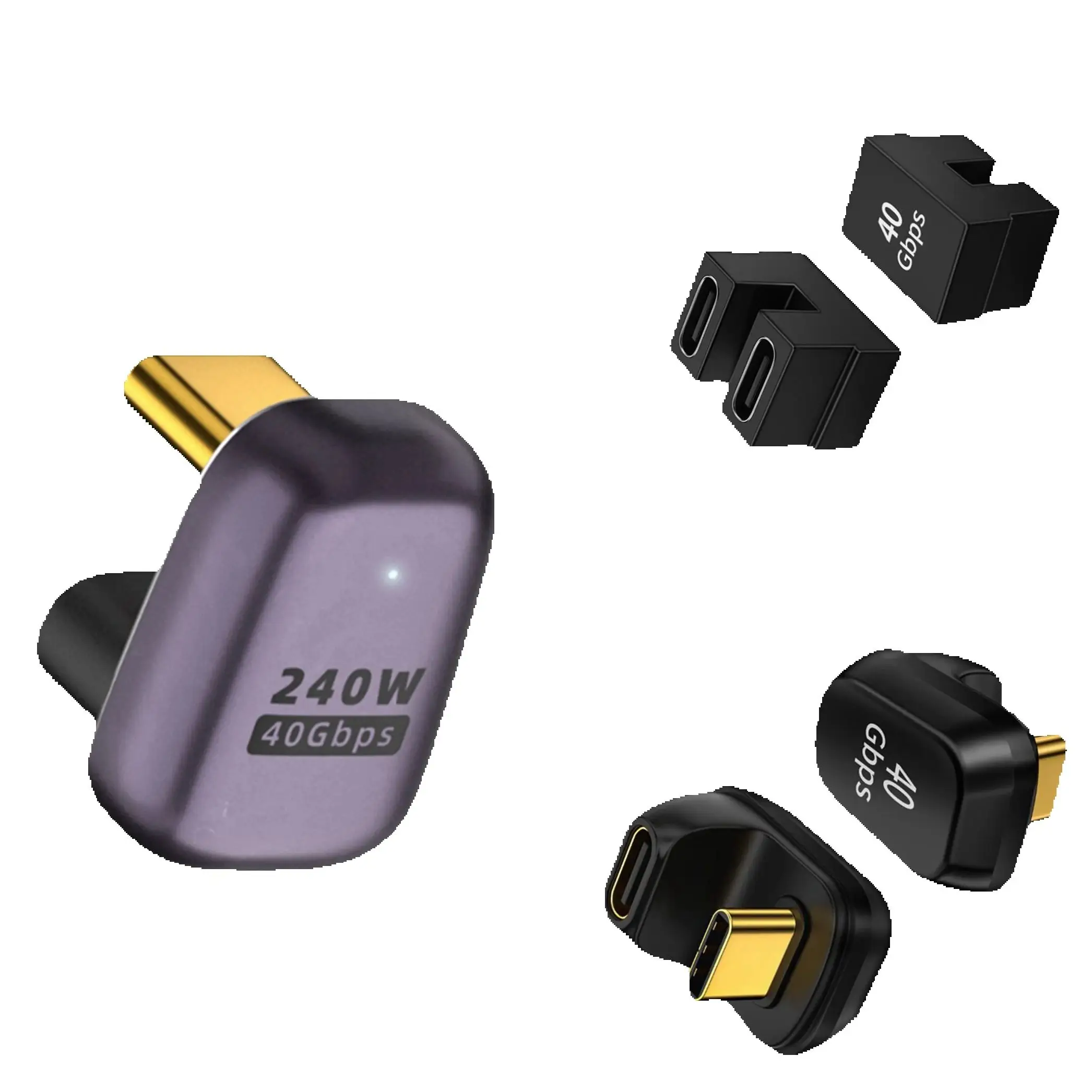 Adaptateur d'angle Usb C en forme de U, Thunderbolt 3 4 Usb4 Type C mâle à femelle, convertisseur PD 8k 60hz pour Smartphone et tablette