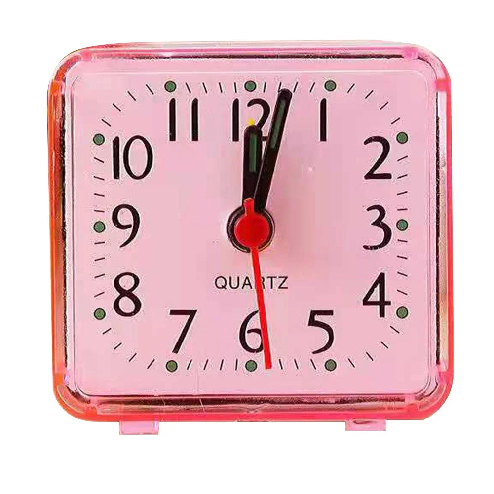 Wake Up Clocks Alarm Clock Office Home No Tick PVC Silent Small Square 6.2x3x5.9cm Bedside Easy-To-Read Numbers