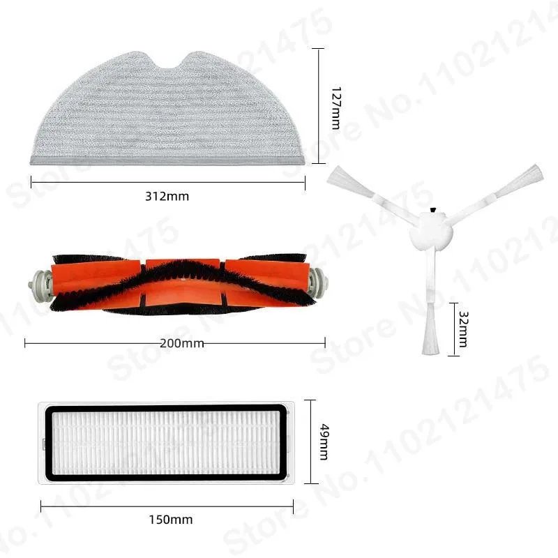 Hauptseitenbürste Filter Mopp Tuch Ersatzteile für XiaoMi Mijia 1C 2C 1T STYTJ03ZHM Dreame F9 Kit Roboter Staubsauger Zubehör