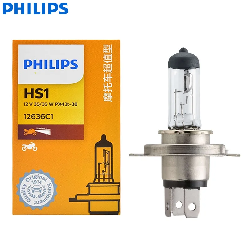 Philips-lámpara halógena para motocicleta, luz Original con Motor brillante 30%, 12V, 35/35W, PX43t, 12636C1, 1x