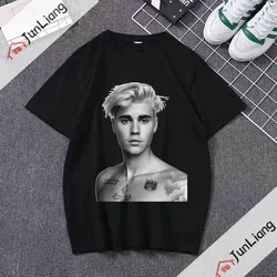 Hip Hop Rapper Singer Justin Bieber T-shirt Men Women 2023 Tee  Street Loose Fitting Casual Fashion Short Sleeved Men's T Shirts