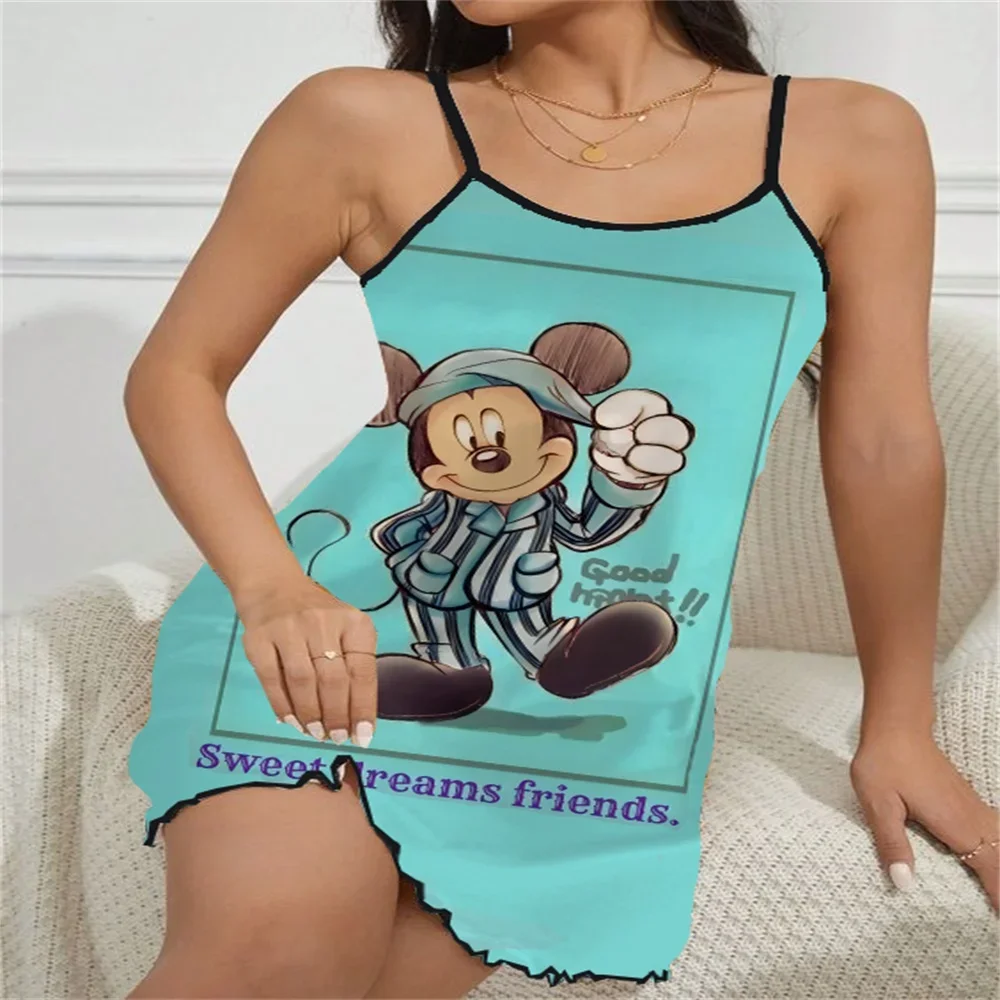 

2024 New Summer Nightwear for Women Sexy Charming Female Suspender Sleepwear Cartoon Pattern Print Sleeveless Women's Dress