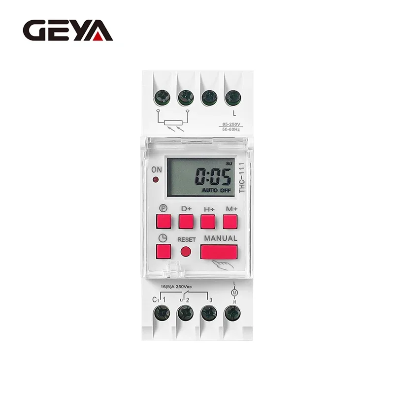 YAO GEYA THC Time Control Switch, 220 - 240VAC, ≤1s/day Timing Error, 16 ON/OFF, 3-Year Power Failure Memory