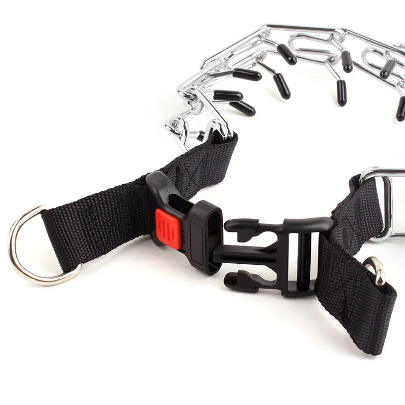 Adjustable Prong Collar for Dogs Choke Collar for Puppy Large Dog Pinch Training Collar with Stainless Steel Links & Nylon Cover