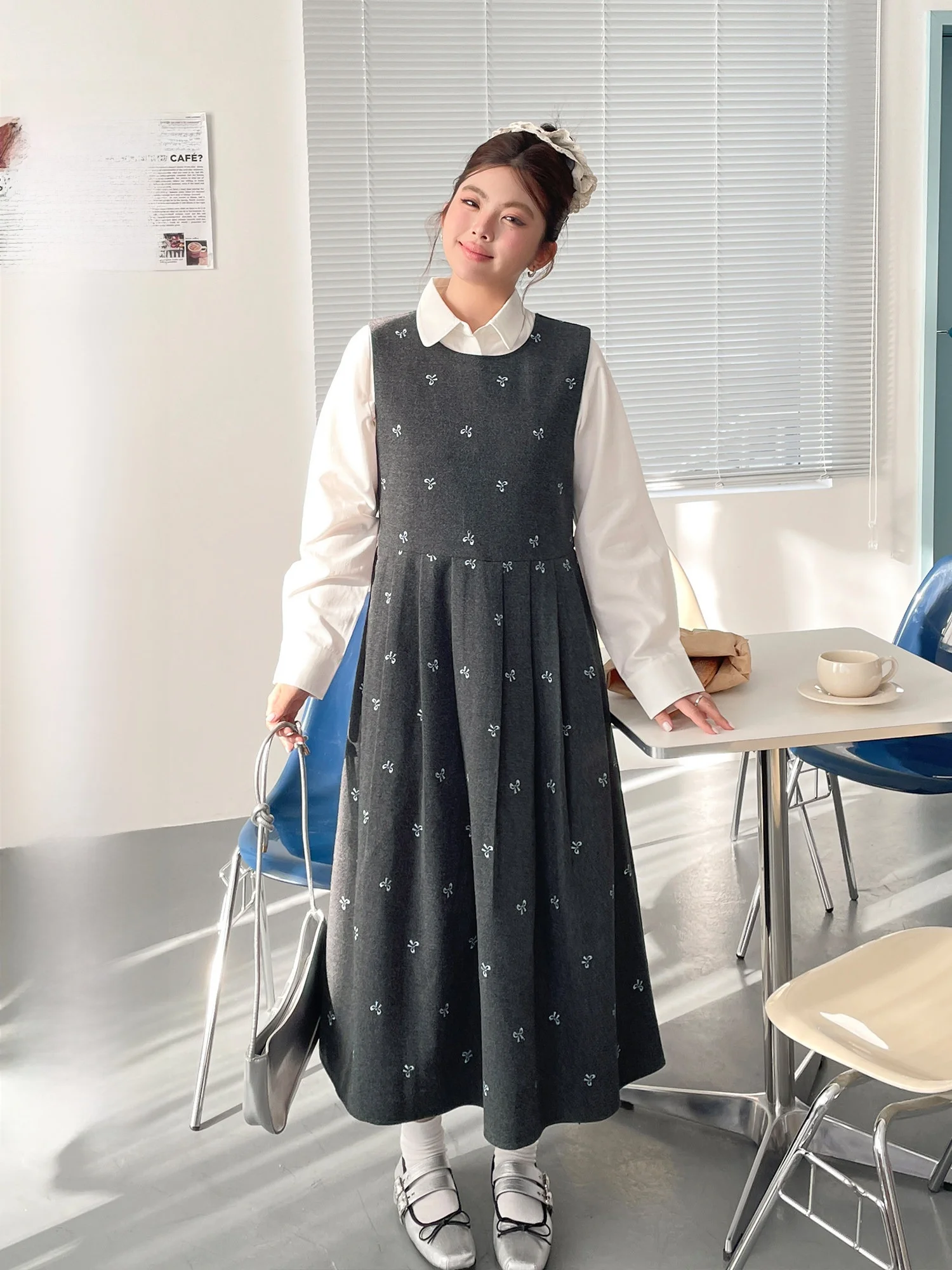 

plus Size Women's Unique Beautiful Plaid Dr Set with oulder Straps Slimming irt Winter Casual Sle Two-Piece Suit
