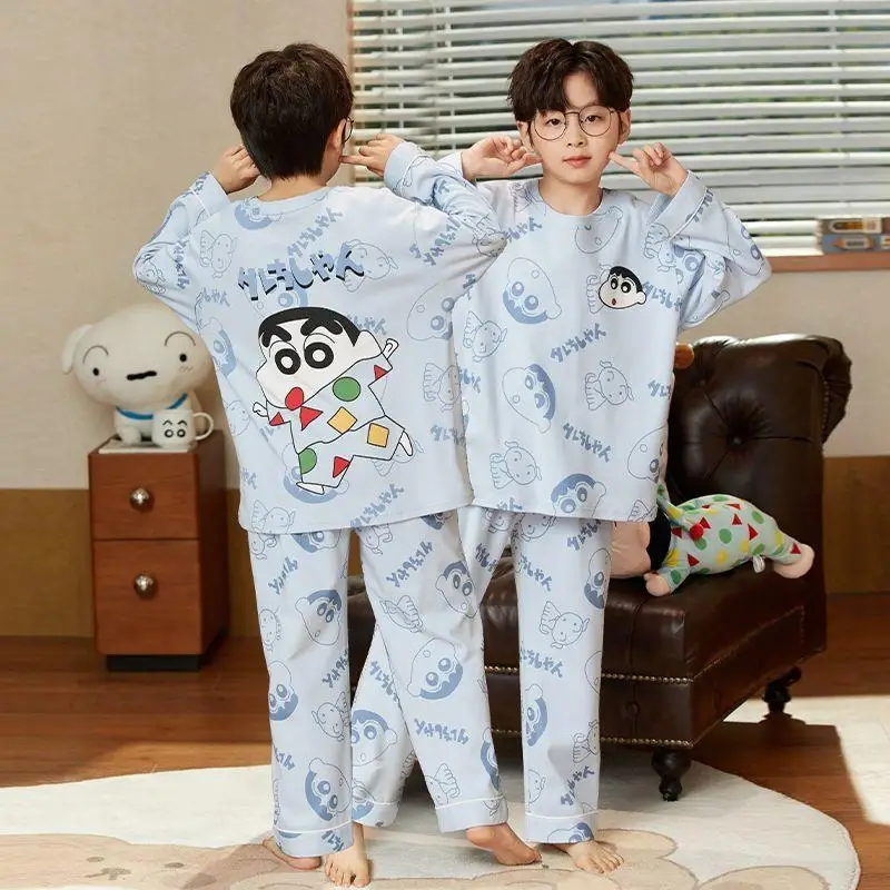 Pajamas 2026 New Children's Clothing 2Pcs Long Sleeved Cartoon Pure Cotton Spring Autumn Boys' and Boys' Cute Home Clothing Set