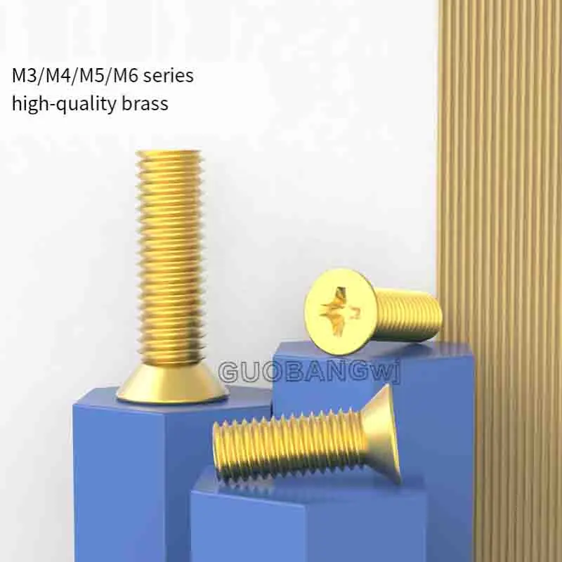 Brass Cross Countersunk Head Screws KM Flat Head Machine Screws,Anti-Rust&Corrosion Resistant,M2-M6 for Precision Instrument