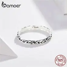 Sterling Silver Vintage Pattern Band Ring 2mm for Women #2
