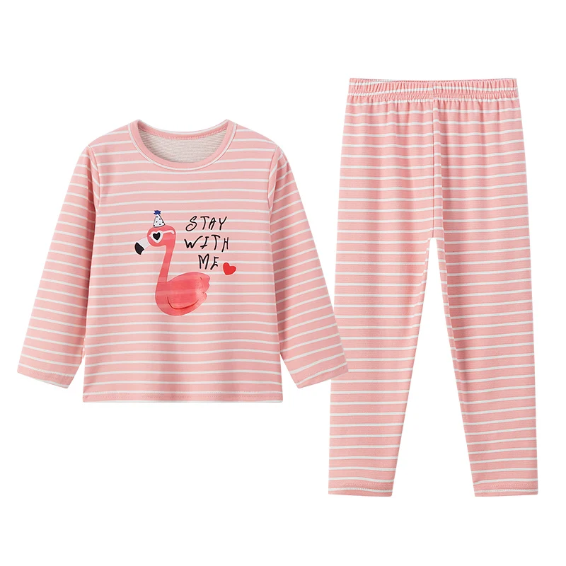 2-Piece Children's Set Boys/Girls Same Style Autumn/Winter Warm Sweat Absorbing Printed Multi-Color Fashionable Pajamas