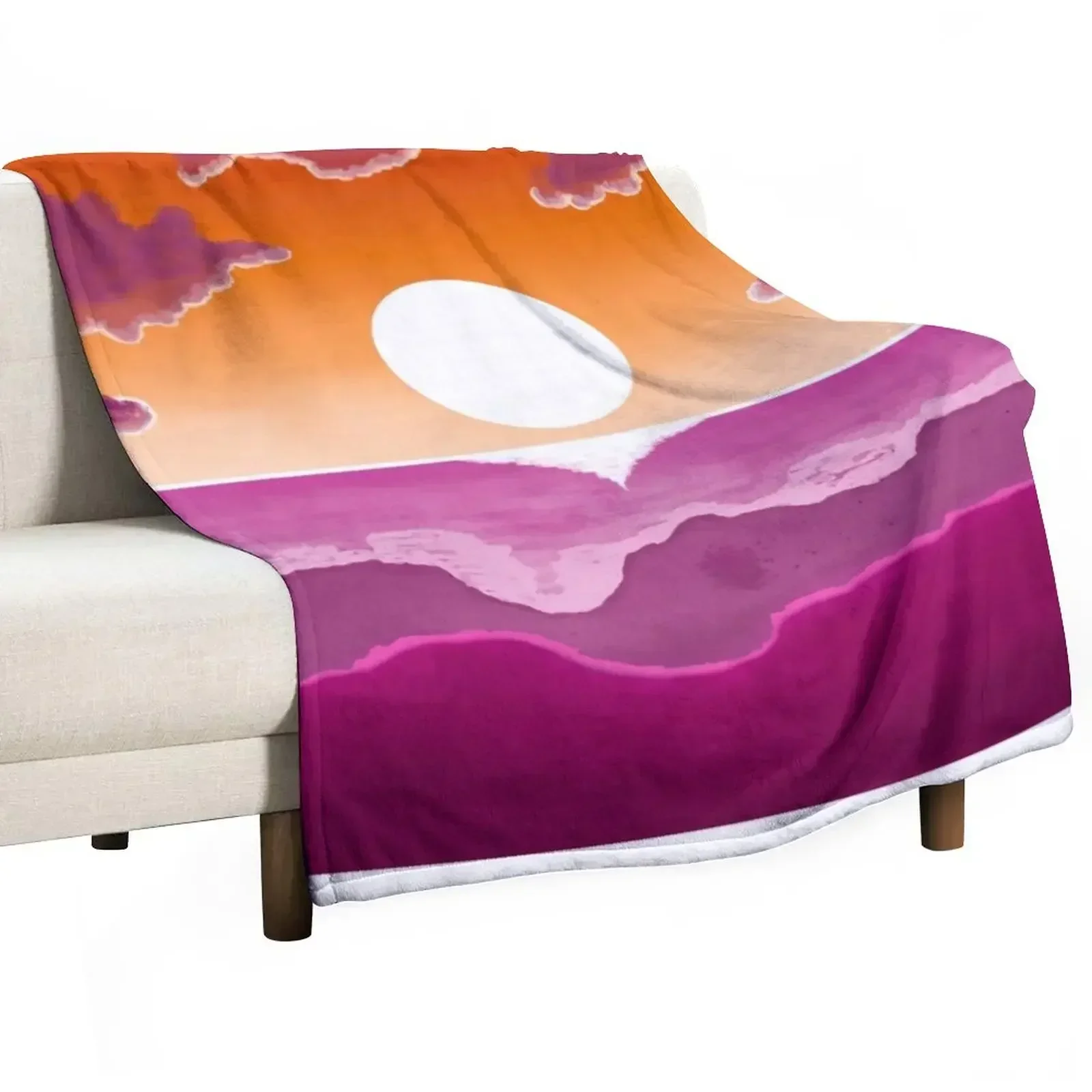 subtle stealth lesbian sunset flag - subtle lgbt flag design Throw Blanket Soft Plaid Travel valentine gift ideas Baby Blankets