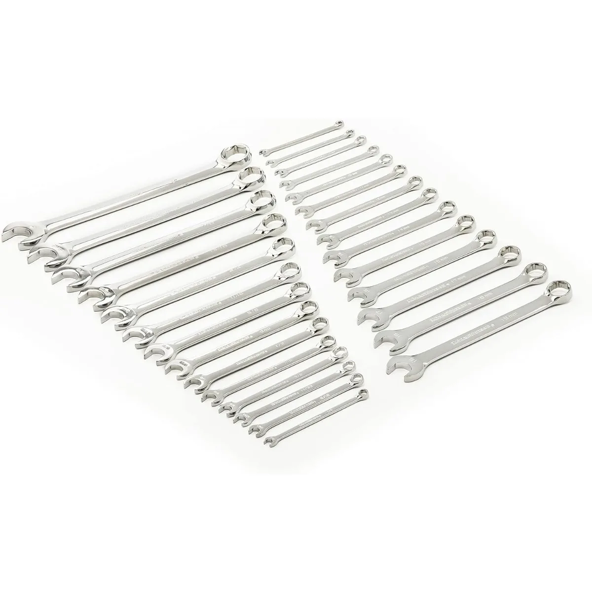 전문가용 28피스 렌치 세트, SAE/미터법 6포인트 콤비네이션 렌치