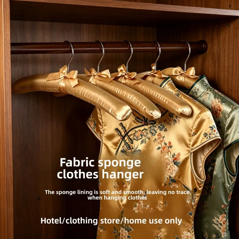 5PCS Hotel Special Padded Fabric Clothes Hanger Anti-Mark Sponge Garment Rack For Wedding Gown Qipao Silk Clothing Store Use