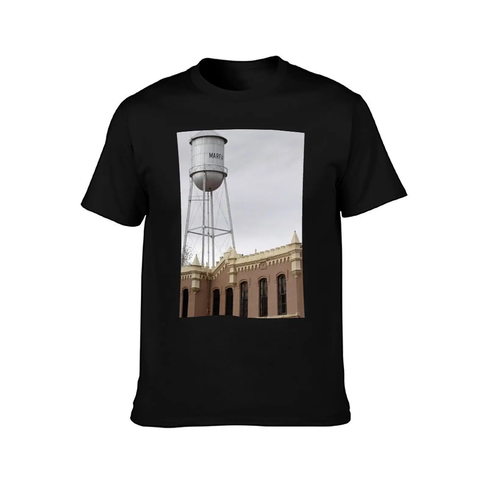 Top of Old Jail and Marfa Water Tower T-Shirt Summer Casual Cotton Tee Oversized Streetwear Tops Vintage Graphic Print