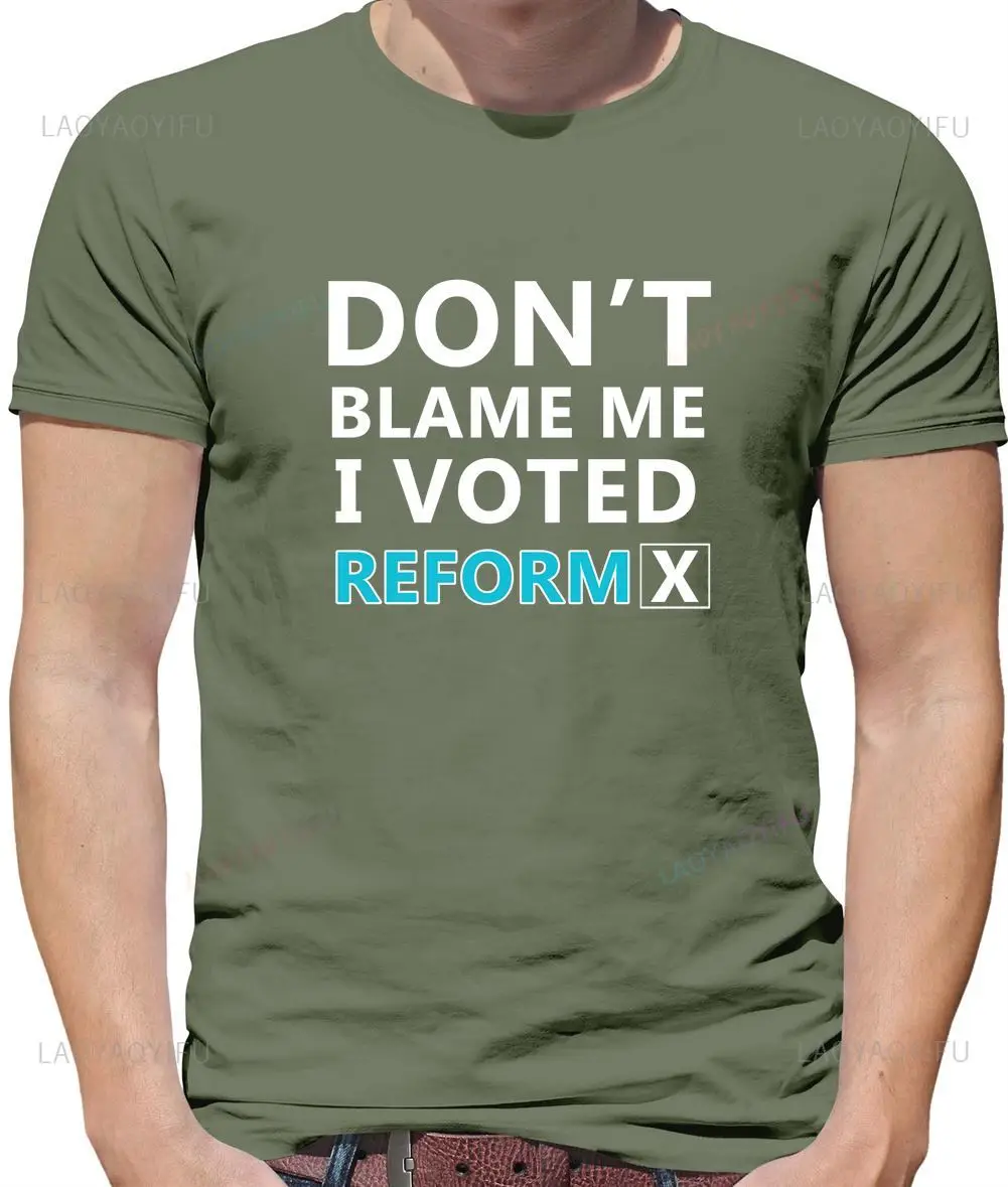 تي شيرت رجالي من Don't Blame Me I Voted Reform - تي شيرت Nigel Party Farage UK، تي شيرت قطني برقبة دائرية للجنسين للحفلات #3