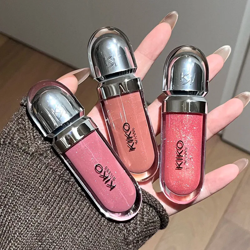 Kiko 3D Mirror Lip Glaze Waterproof Non Fading and Non Stick Cup Gentle Bean Paste Color Fine Shiny Point Charm Rose Red Makeup