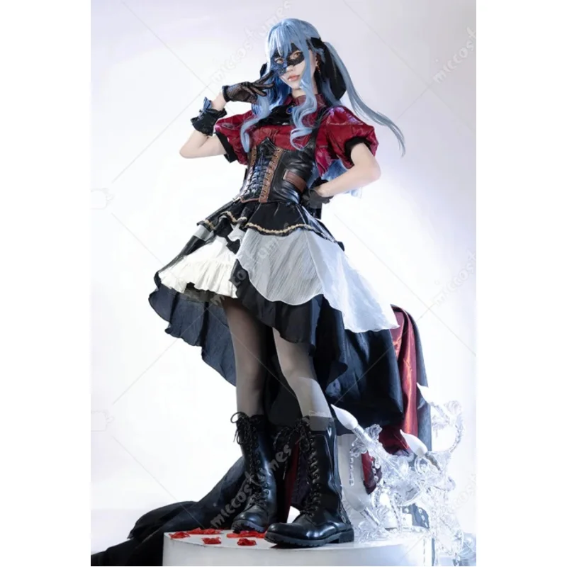 MICCOSTUMES 女性サキココスプレ衣装ステージスーツトップスカートウエストバンドマスク付き