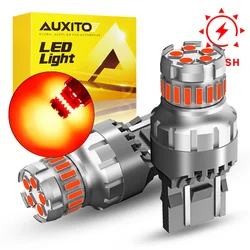 AUXITO 7443 W21/5W LED Red Canbus Brake Light T20 W21W 7440 T25 3157 LED Bulb Strobe Flash Super Bright Tail Reversing Light DRL