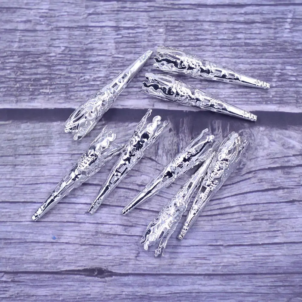 3000Pcs End Caps Beads Cones Silver Plated Flower Hollow Alloy Filigree Flower 40mm