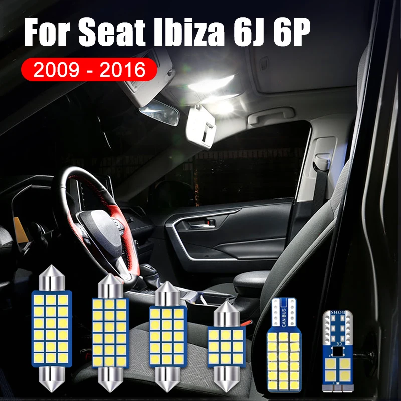 

9 шт., Автомобильные светодиодные лампы для чтения для Seat Ibiza 6J 6P 2009-2013 2014 2015 2016