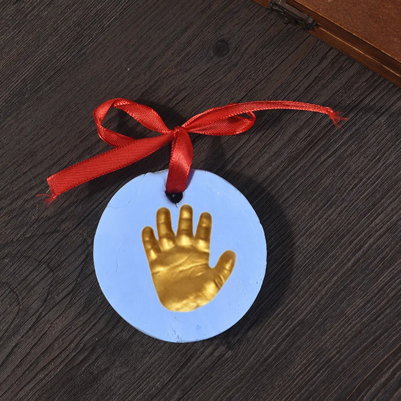 Safe Infant Hand Footprint Molding Clay Set Water-Based Gold Paint Brushes DIY Memorial Gift For Full Moon 100 Days Keepsake
