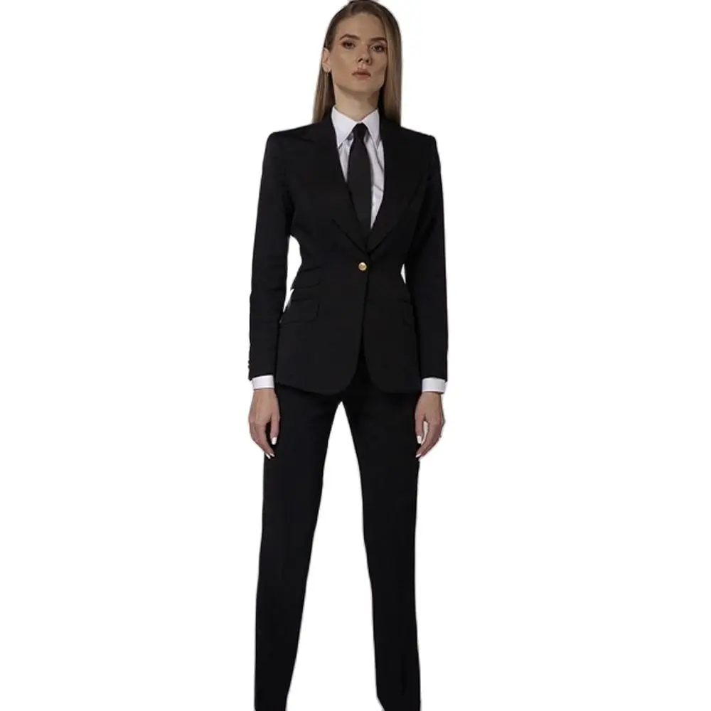 Black business two-piece wedding suit Women's suit Formal office commuting Tailcoat overalls (jacket+trousers)