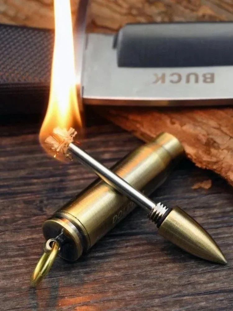 Briquet à essence portable en métal, style rétro, coupe-vent, adapté au camping en plein air, outil d'allumage d'urgence pour la survie