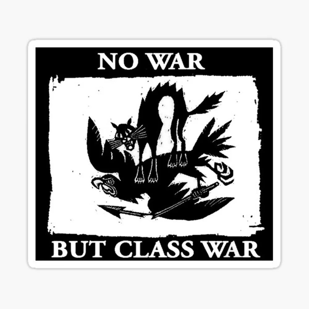 No War But Class War Sticker for Laptop Decor Bedroom Car Cute Cartoon Art Fashionable Public Suitcase