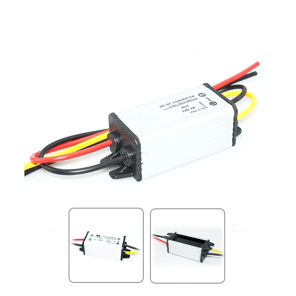 15-80V to 12V 3A DC Voltage Regulator IP67 Waterproof DC-DC Converter for Car Boat RV UTV and Off-Road Power Solutions