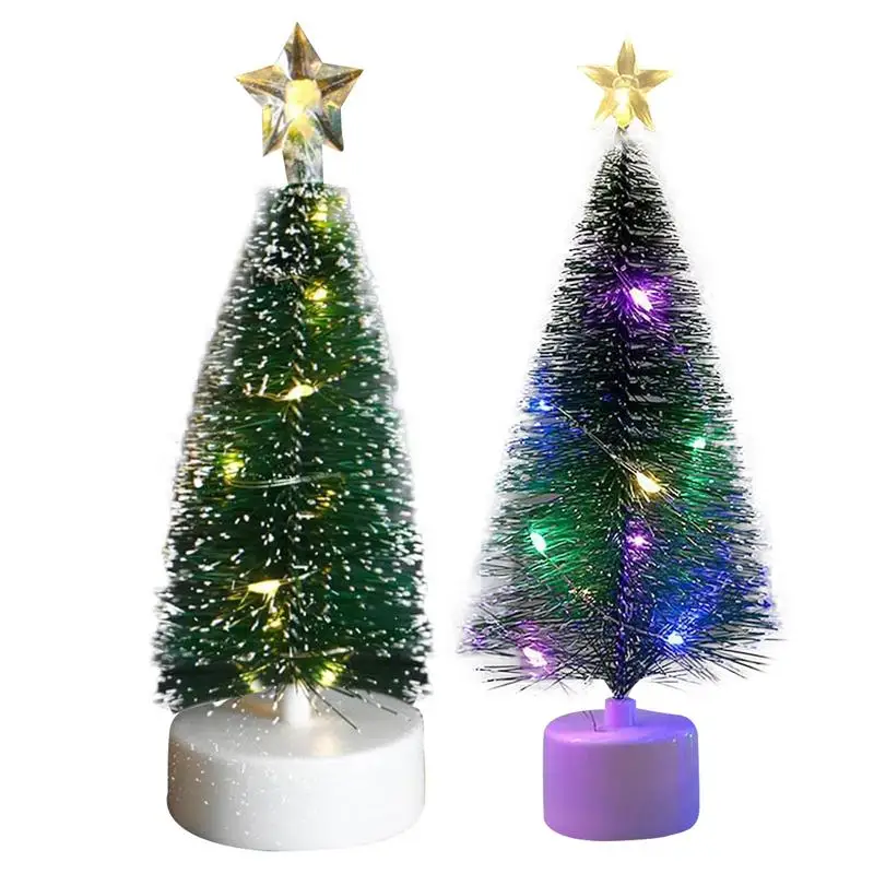 3pcs Artificial LED Christmas Tree Tabletop Christmas Tree Christmas Ornaments Small Pre-Lit Warm Home Decor 2/4colors Lights