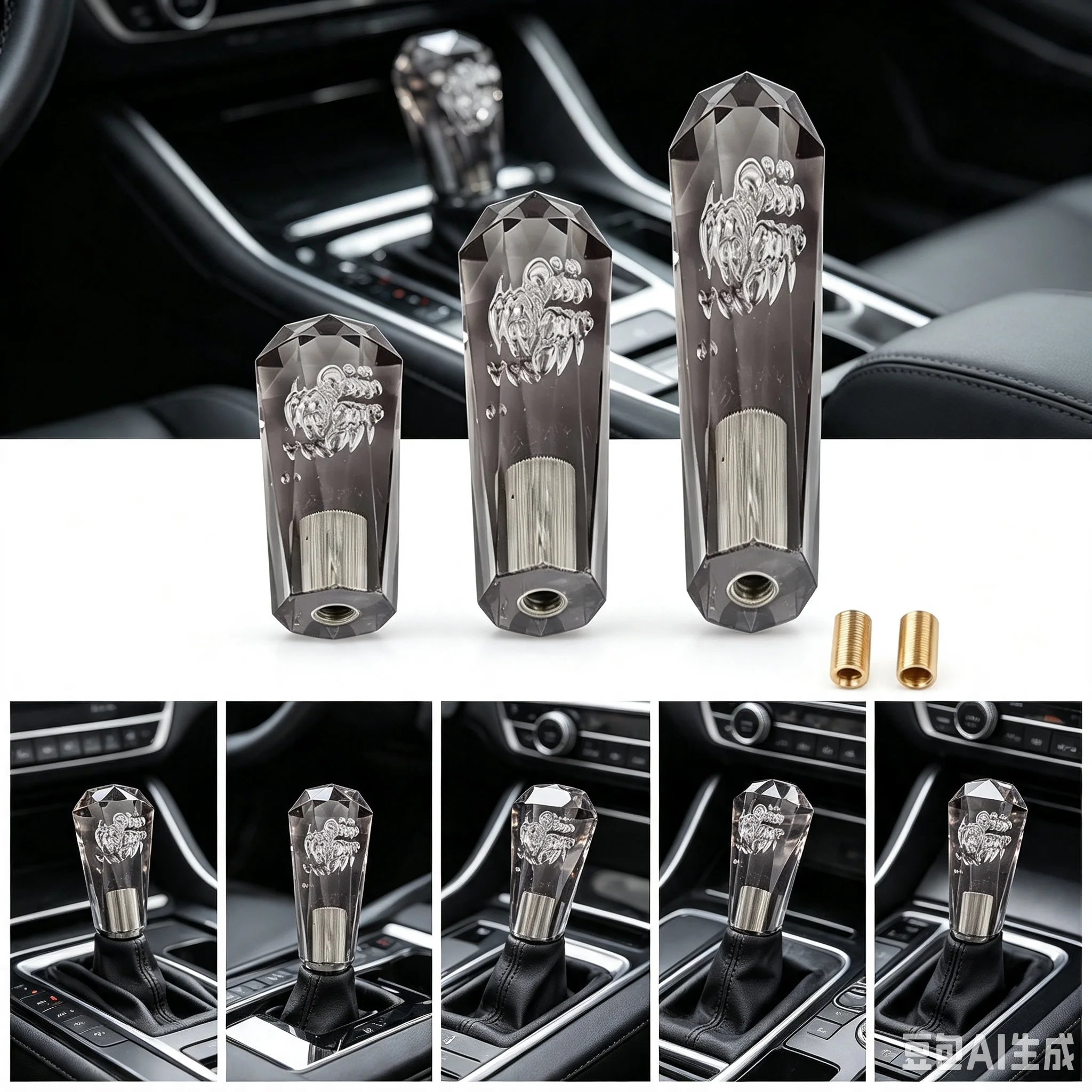 10 15 20cm Car Grey Transparent Stitching Multicolor Gear Shift Knob Crystal Bubble Gear Shift Knob Colorful Shifter Lever